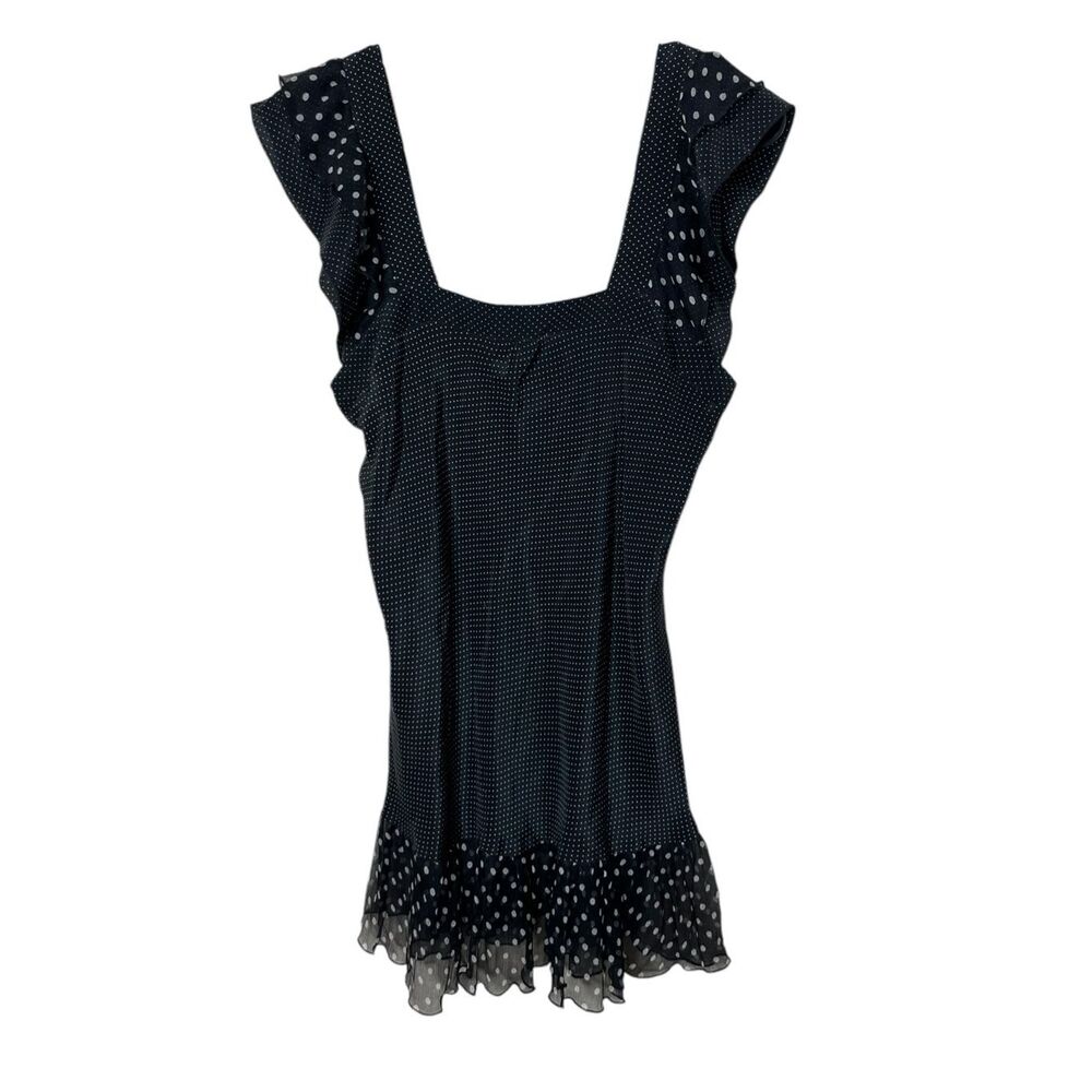 NAF NAF‎ 100% Silk Black Polka Dot Blouse Top Size M